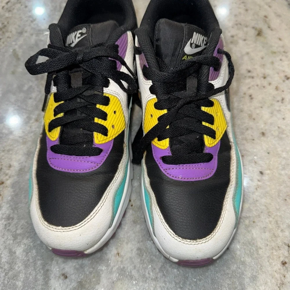 Nike Air Max 7 Youth 2019. 90 Leather GS‎ Black Clear Jade Sneakers Lace Up.